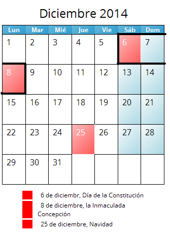 calendario puente 6-8 diciembre