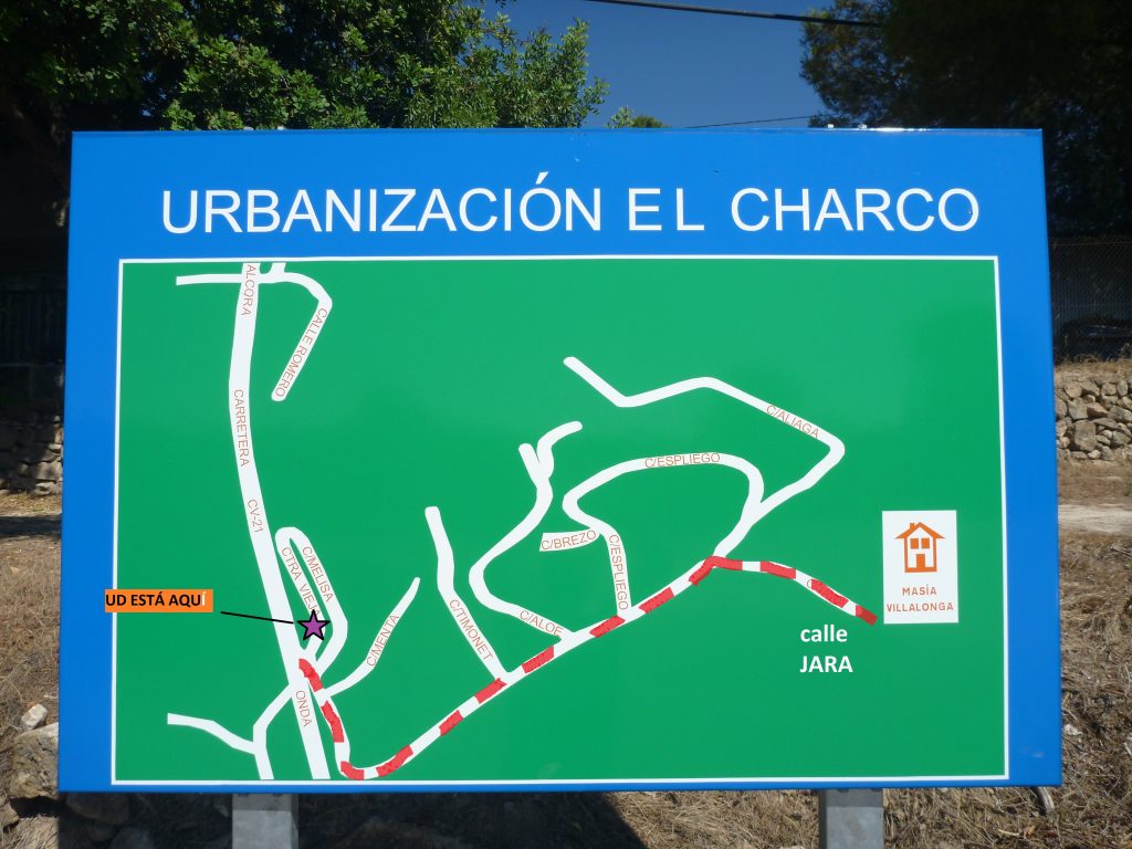 Plano de la urbanización estamos la calle JARA